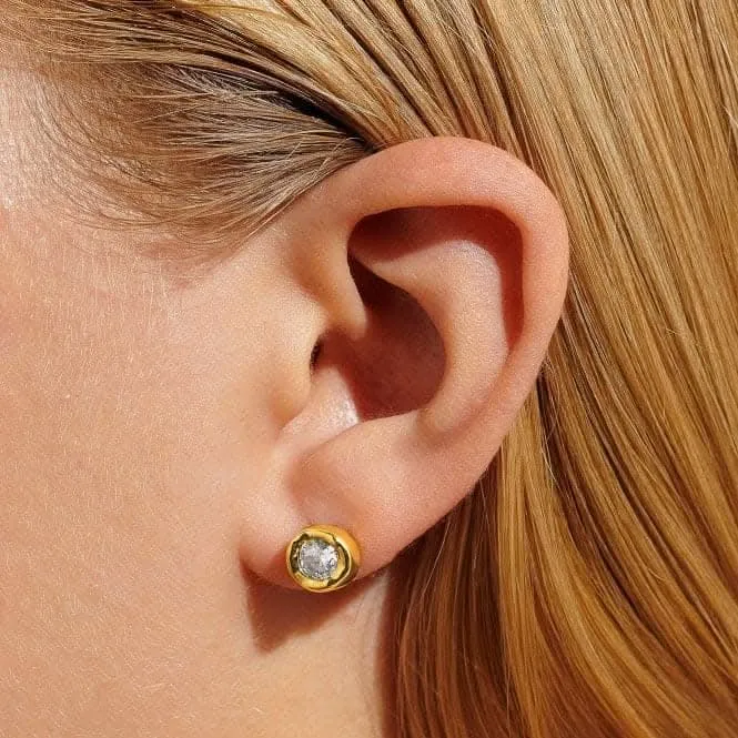 Solaria Zirconia Gold Plated Stud Earrings 7165 Joma Jewellery