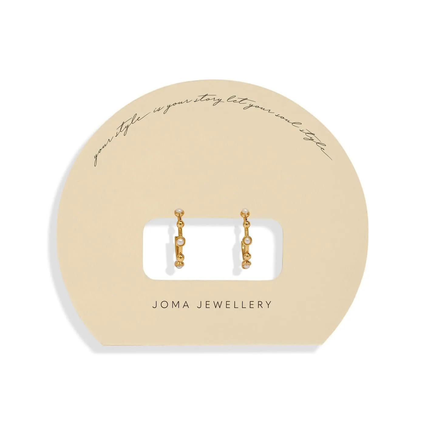 Soul Shine Beaded Pearl Gold Plated Hoop Earrings 8478 Joma Jewellery