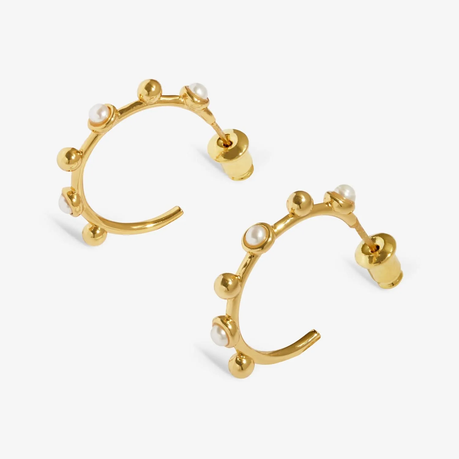 Soul Shine Beaded Pearl Gold Plated Hoop Earrings 8478 Joma Jewellery