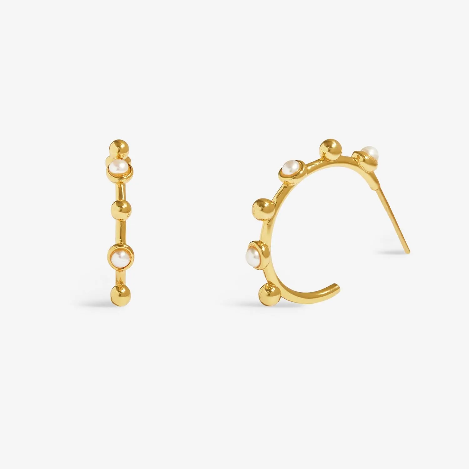 Soul Shine Beaded Pearl Gold Plated Hoop Earrings 8478 Joma Jewellery