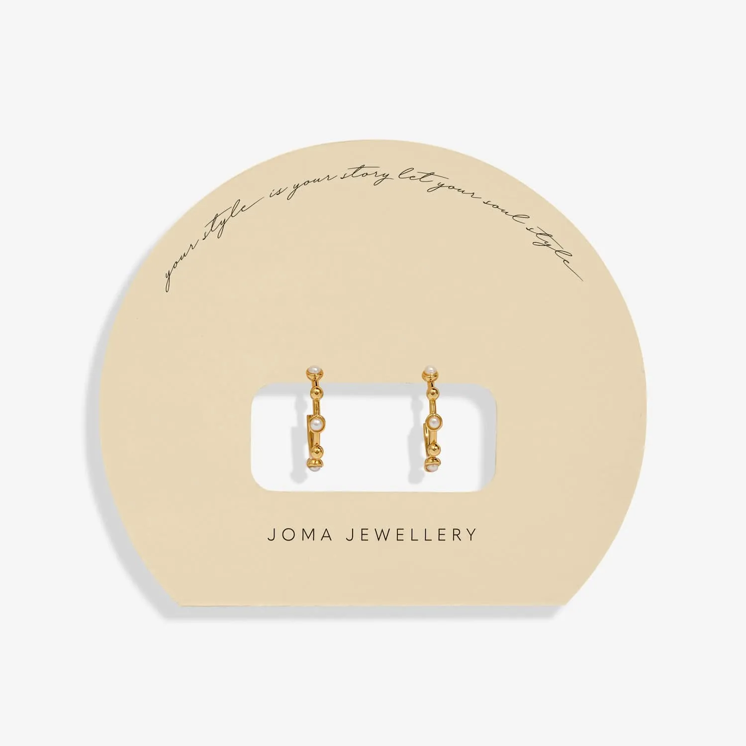 Soul Shine Beaded Pearl Gold Plated Hoop Earrings 8478 Joma Jewellery
