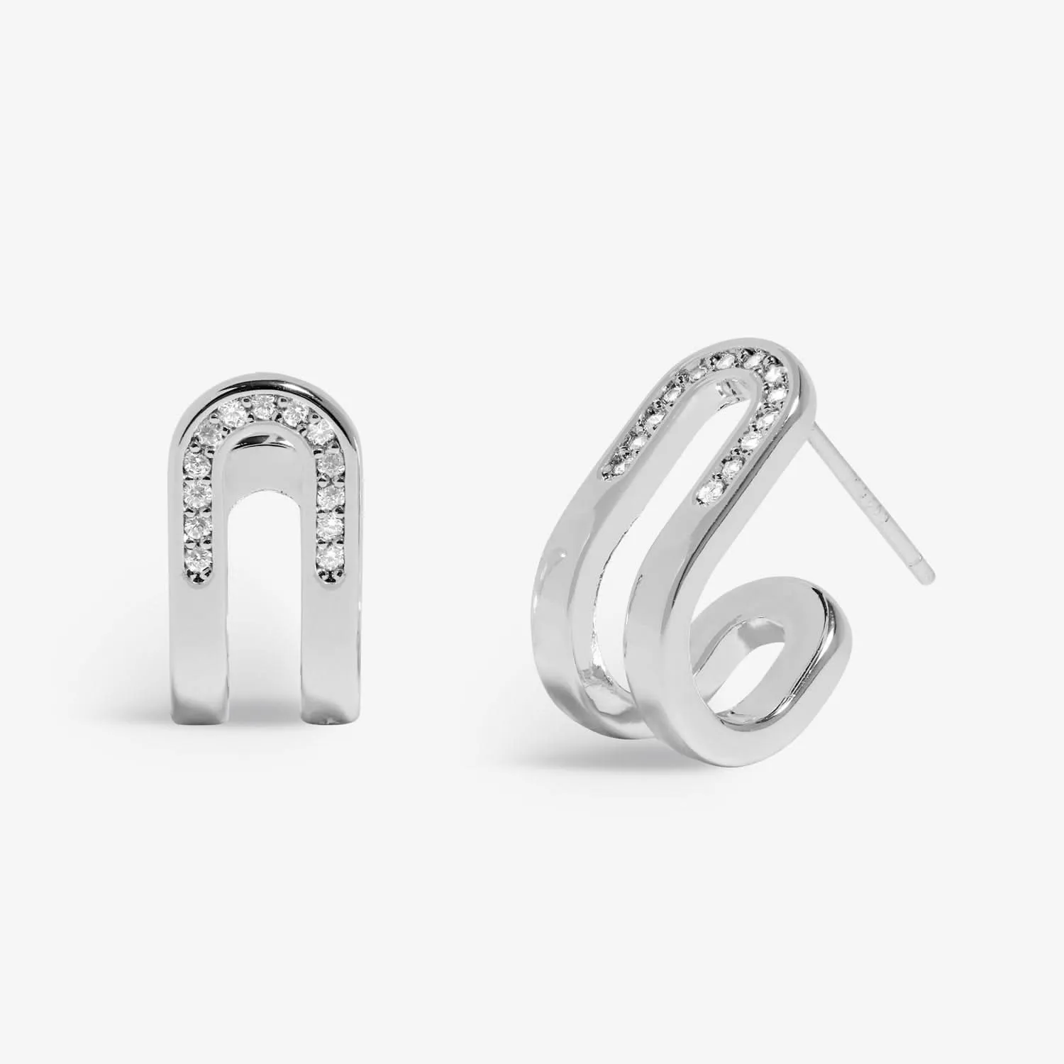 Soul Shine Pave Arc Huggie Silver Plated Earrings 7606 Joma Jewellery