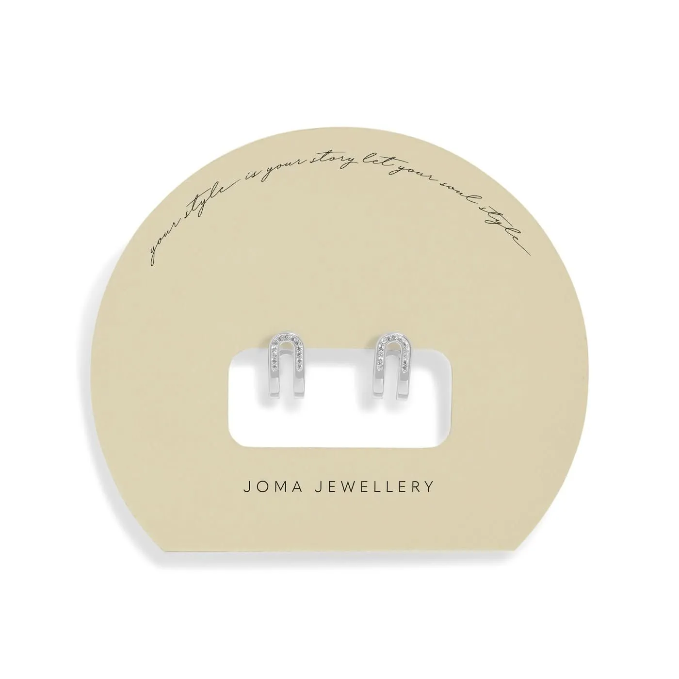 Soul Shine Pave Arc Huggie Silver Plated Earrings 7606 Joma Jewellery