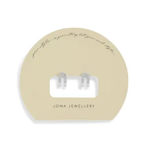 Soul Shine Pave Arc Huggie Silver Plated Earrings 7606 Joma Jewellery