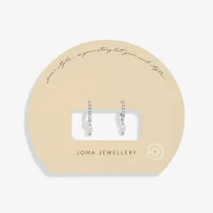 Soul Shine Pave Pearl Silver Plated Hoop Earrings 8475 Joma Jewellery