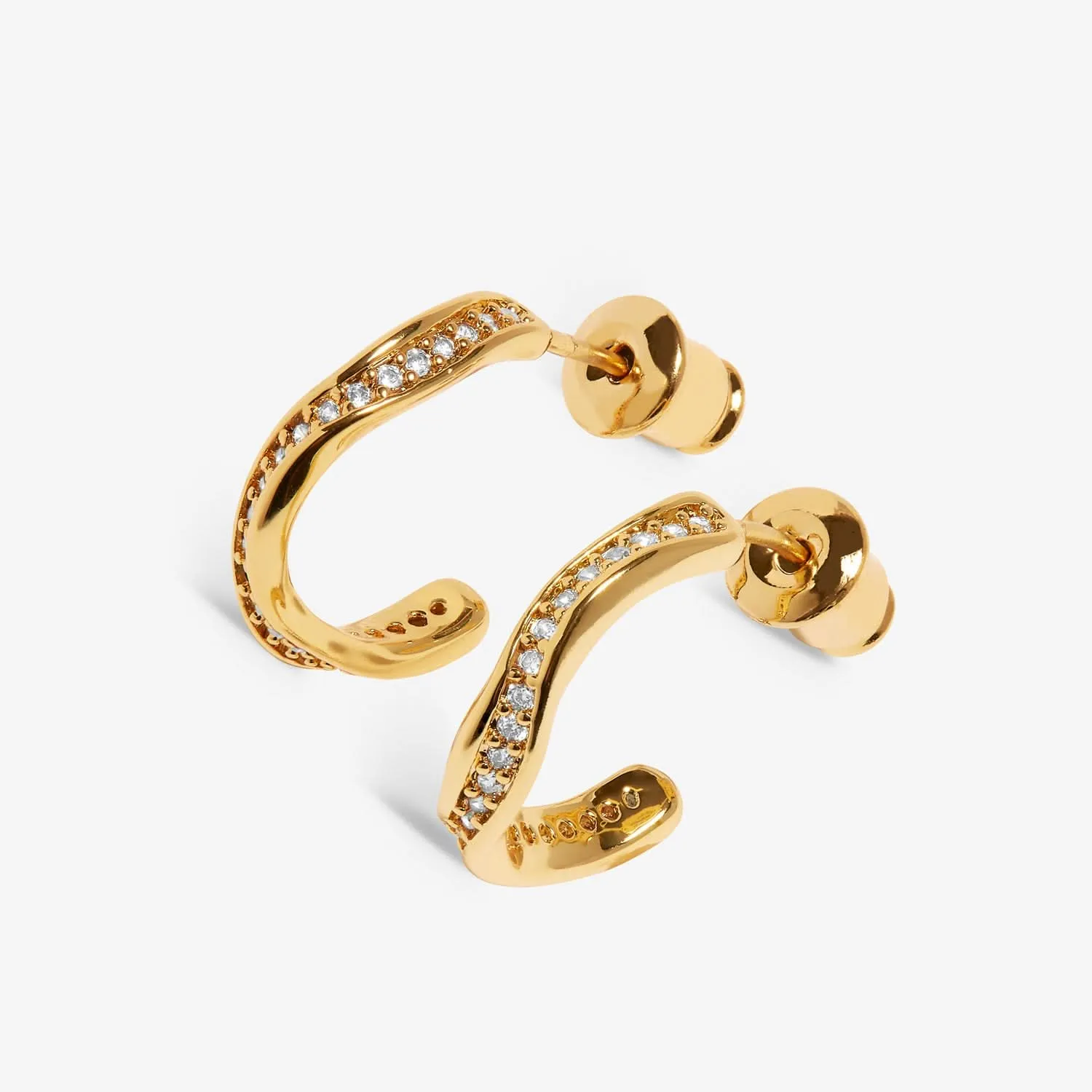 Soul Shine Pave Wave Hoop Gold Plated Earrings 7605 Joma Jewellery