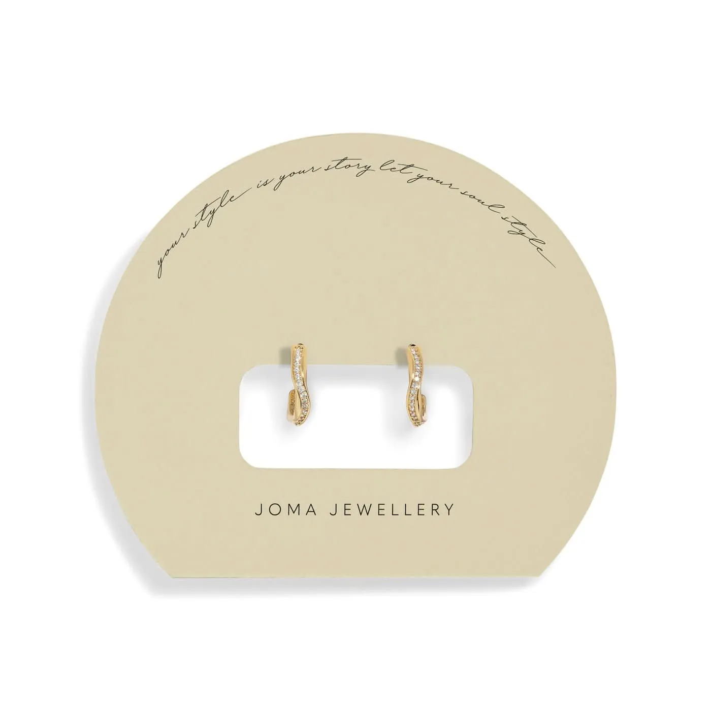 Soul Shine Pave Wave Hoop Gold Plated Earrings 7605 Joma Jewellery