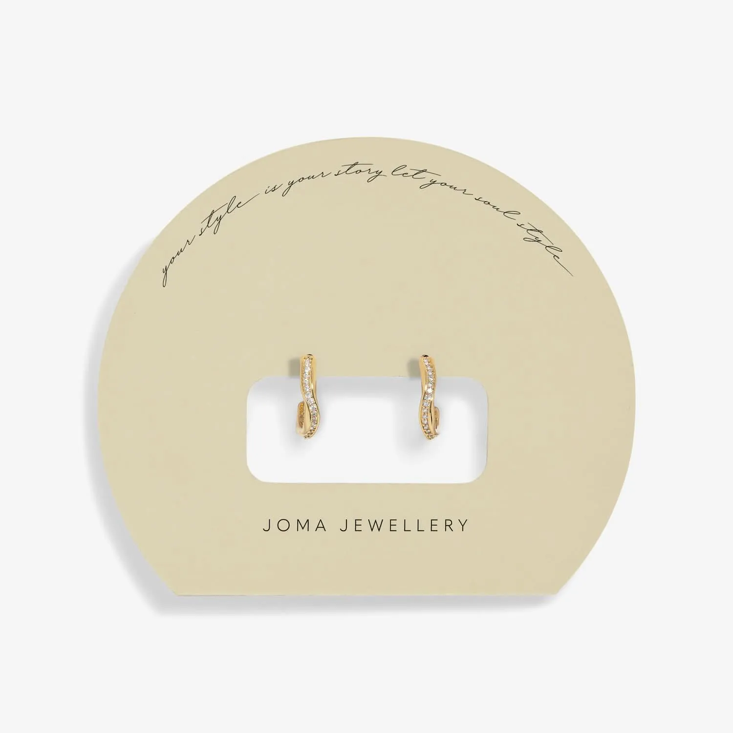 Soul Shine Pave Wave Hoop Gold Plated Earrings 7605 Joma Jewellery