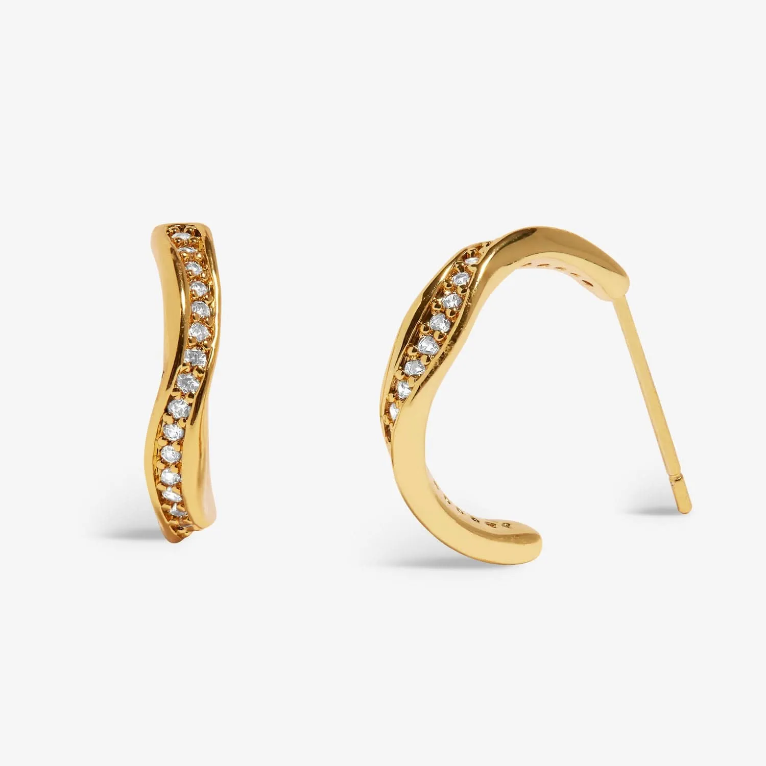 Soul Shine Pave Wave Hoop Gold Plated Earrings 7605 Joma Jewellery