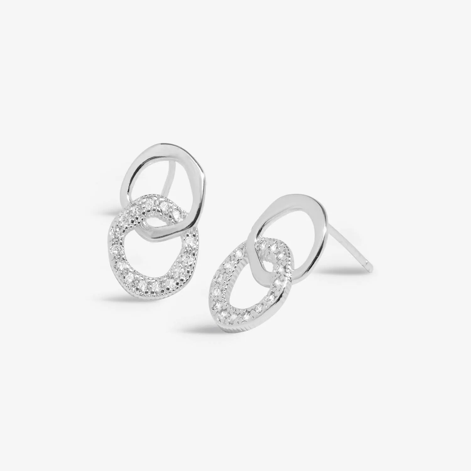 Soul Shine Stack Linked Circles Silver Plated Set of 2 Earrings 8472 Joma Jewellery
