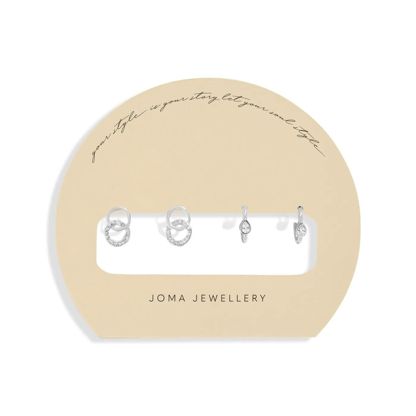 Soul Shine Stack Linked Circles Silver Plated Set of 2 Earrings 8472 Joma Jewellery