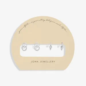 Soul Shine Stack Linked Circles Silver Plated Set of 2 Earrings 8472 Joma Jewellery