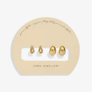 Soul Shine Stack Statement Gold Plated Set of 2 Hoop Earrings 8474 Joma Jewellery