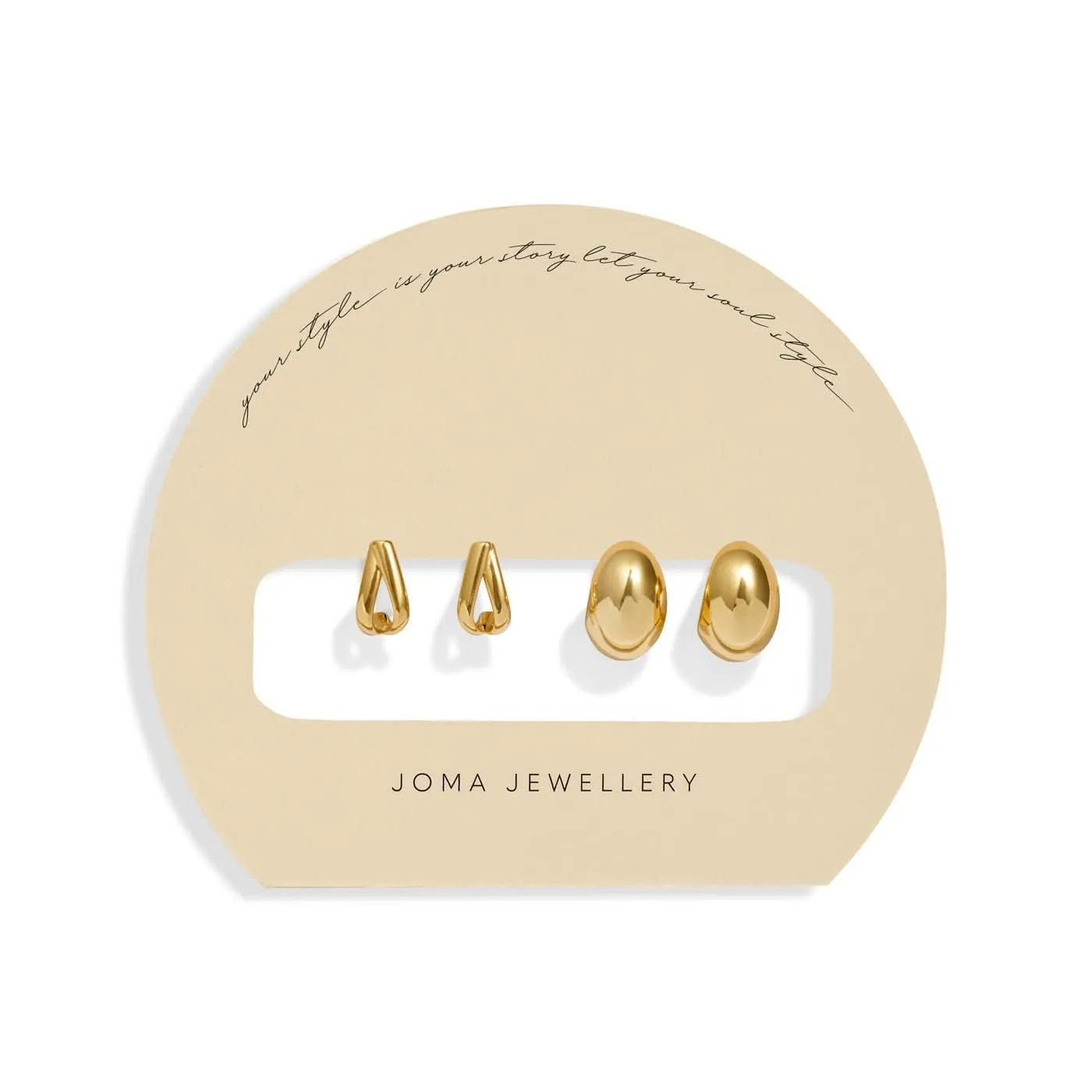 Soul Shine Stack Statement Gold Plated Set of 2 Hoop Earrings 8474 Joma Jewellery