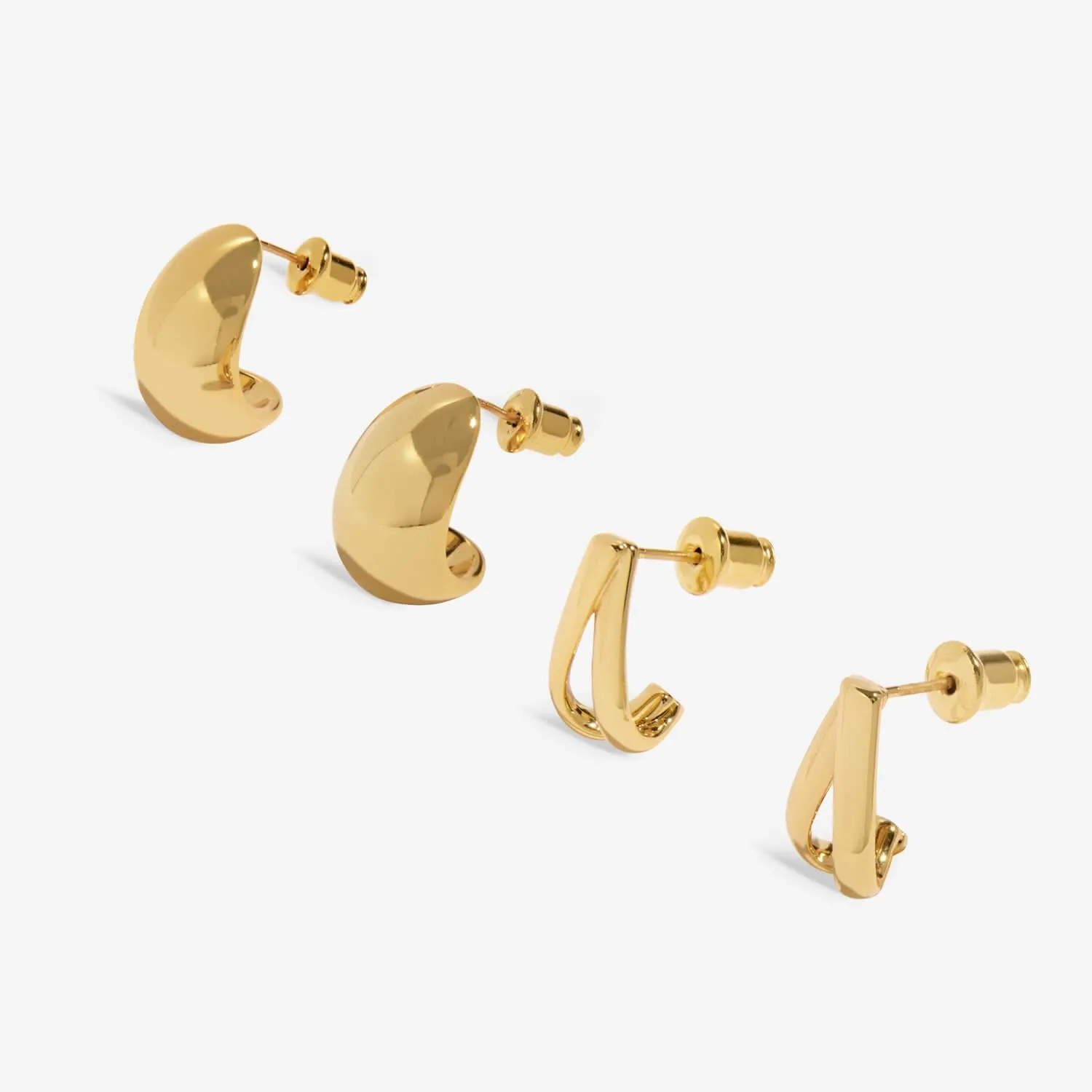Soul Shine Stack Statement Gold Plated Set of 2 Hoop Earrings 8474 Joma Jewellery