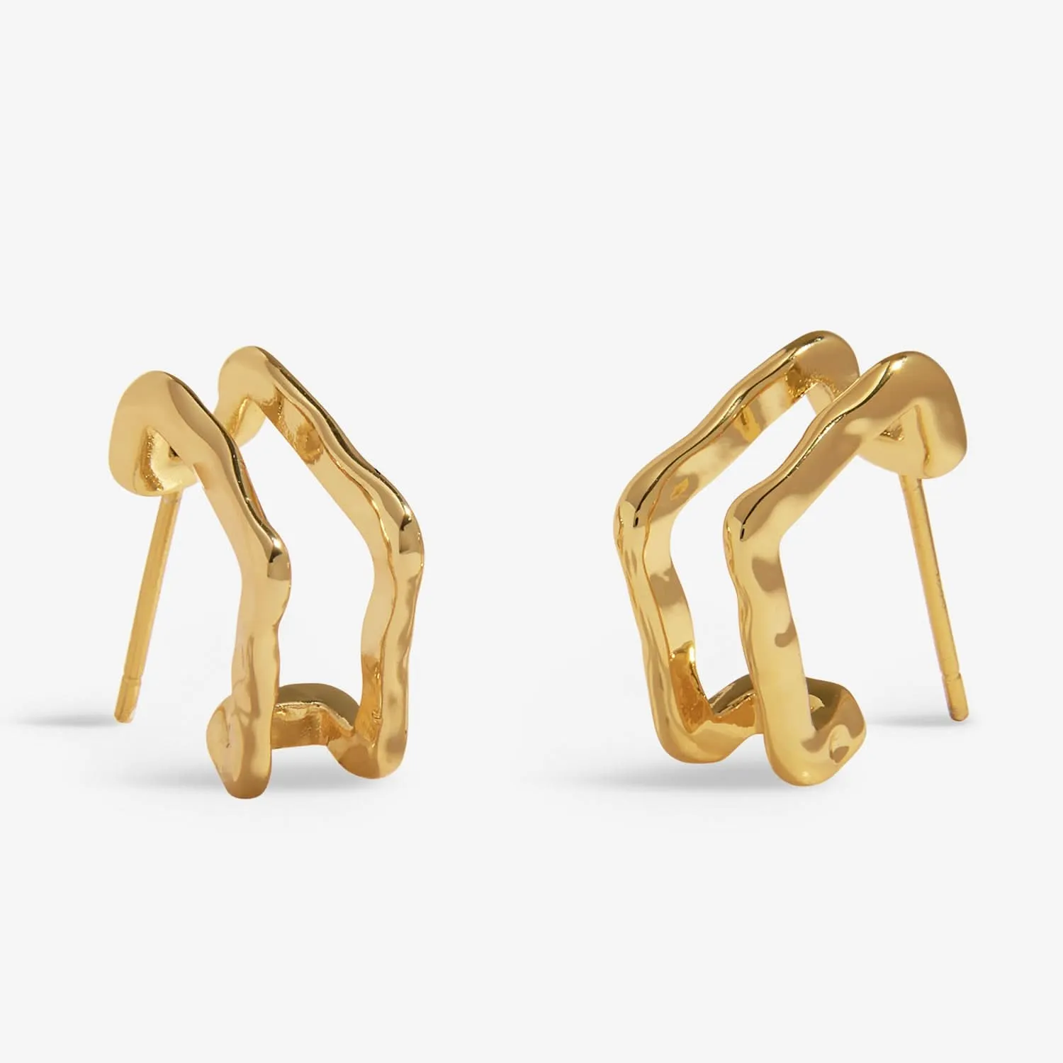 Soul Shine Stack Textured Pearl Gold Plated Set of 2 Hoop Earrings 8473 Joma Jewellery