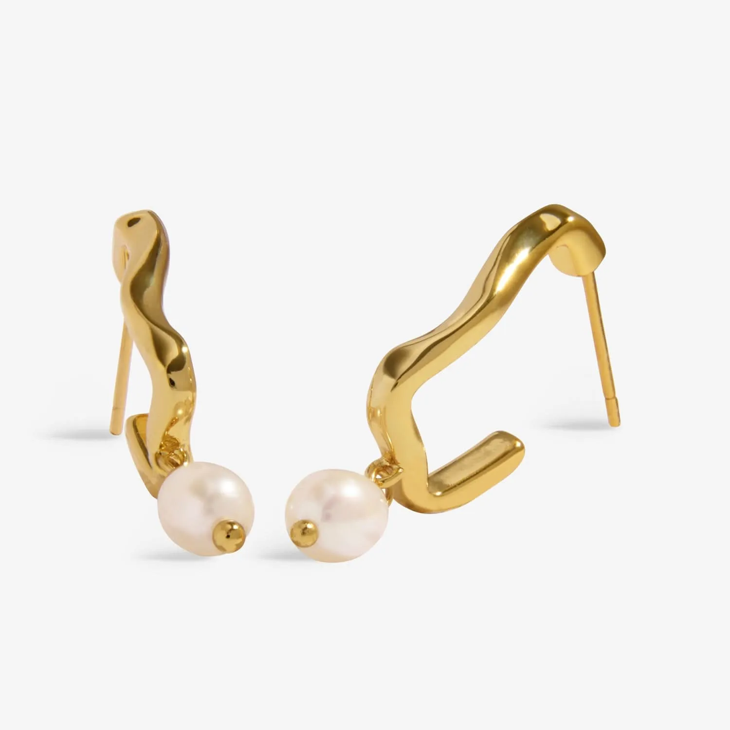 Soul Shine Stack Textured Pearl Gold Plated Set of 2 Hoop Earrings 8473 Joma Jewellery