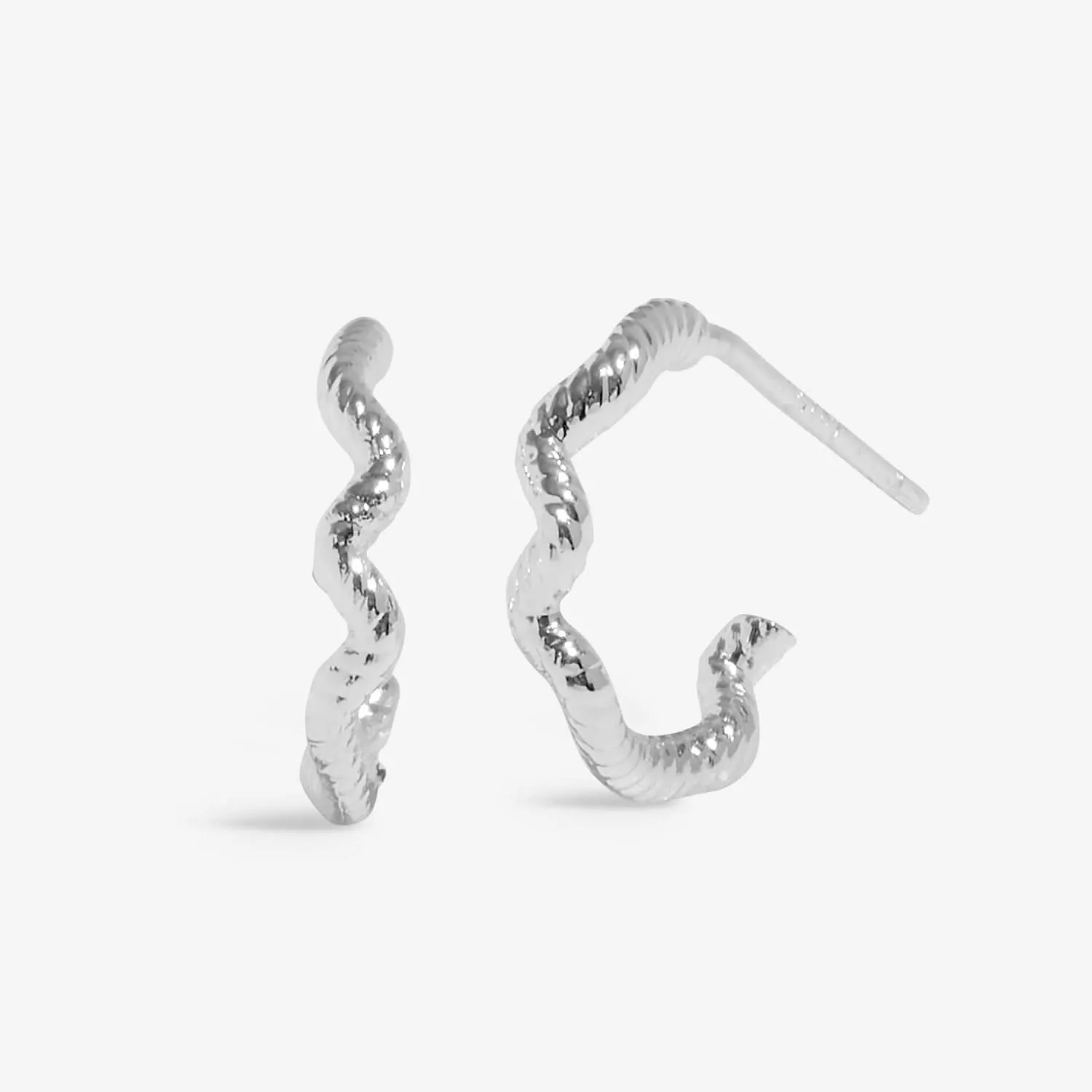 Soul Shine Stack Wavy Rope Silver Plated Set of 2 Hoop Earrings 8471 Joma Jewellery