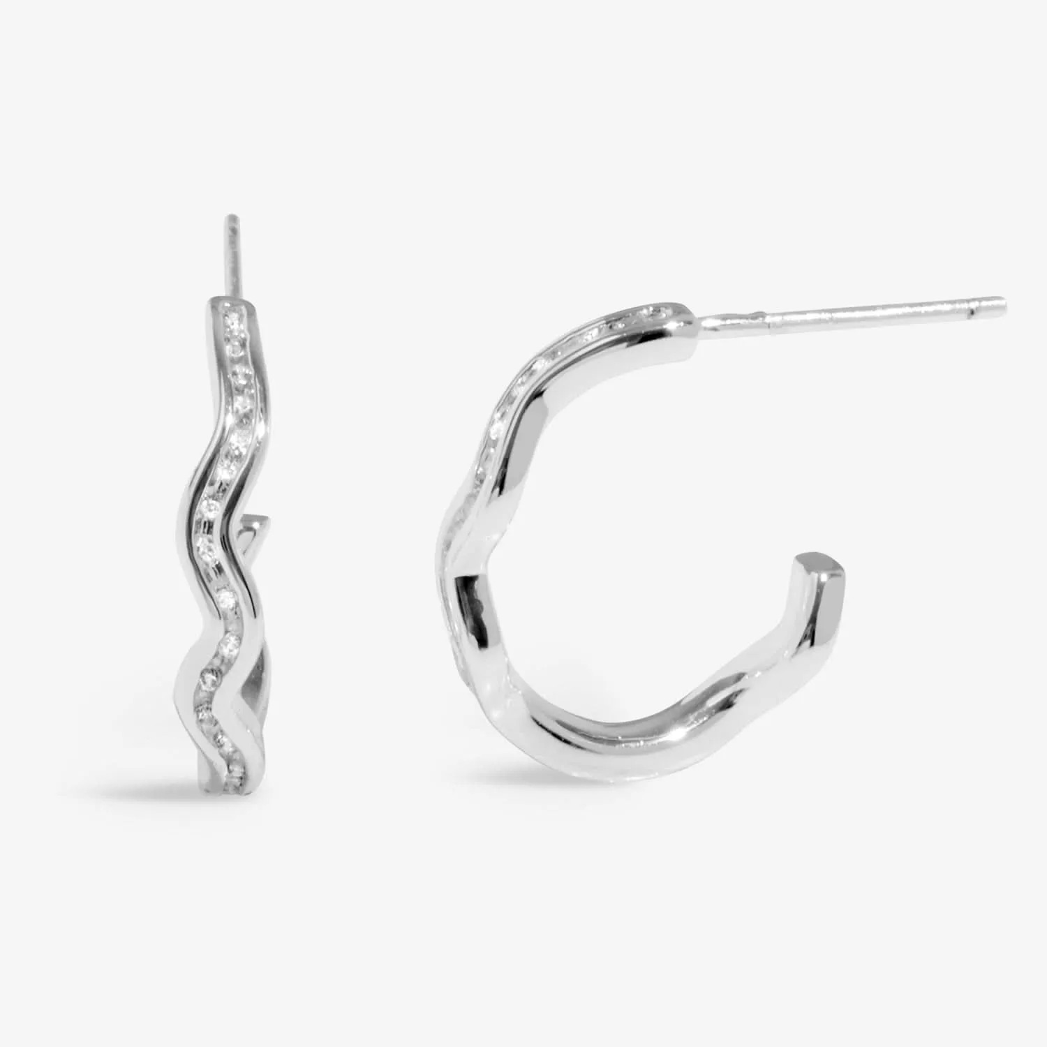 Soul Shine Stack Wavy Rope Silver Plated Set of 2 Hoop Earrings 8471 Joma Jewellery