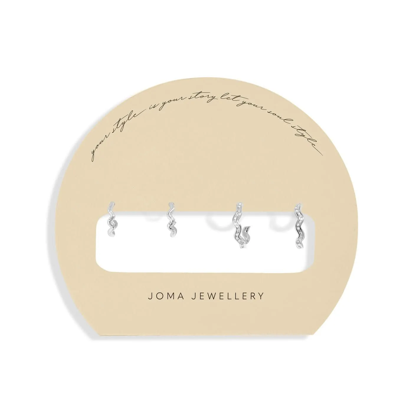 Soul Shine Stack Wavy Rope Silver Plated Set of 2 Hoop Earrings 8471 Joma Jewellery