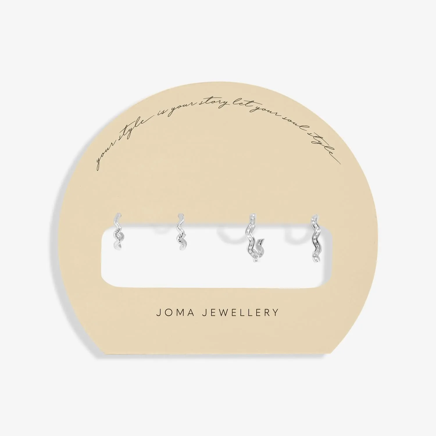 Soul Shine Stack Wavy Rope Silver Plated Set of 2 Hoop Earrings 8471 Joma Jewellery