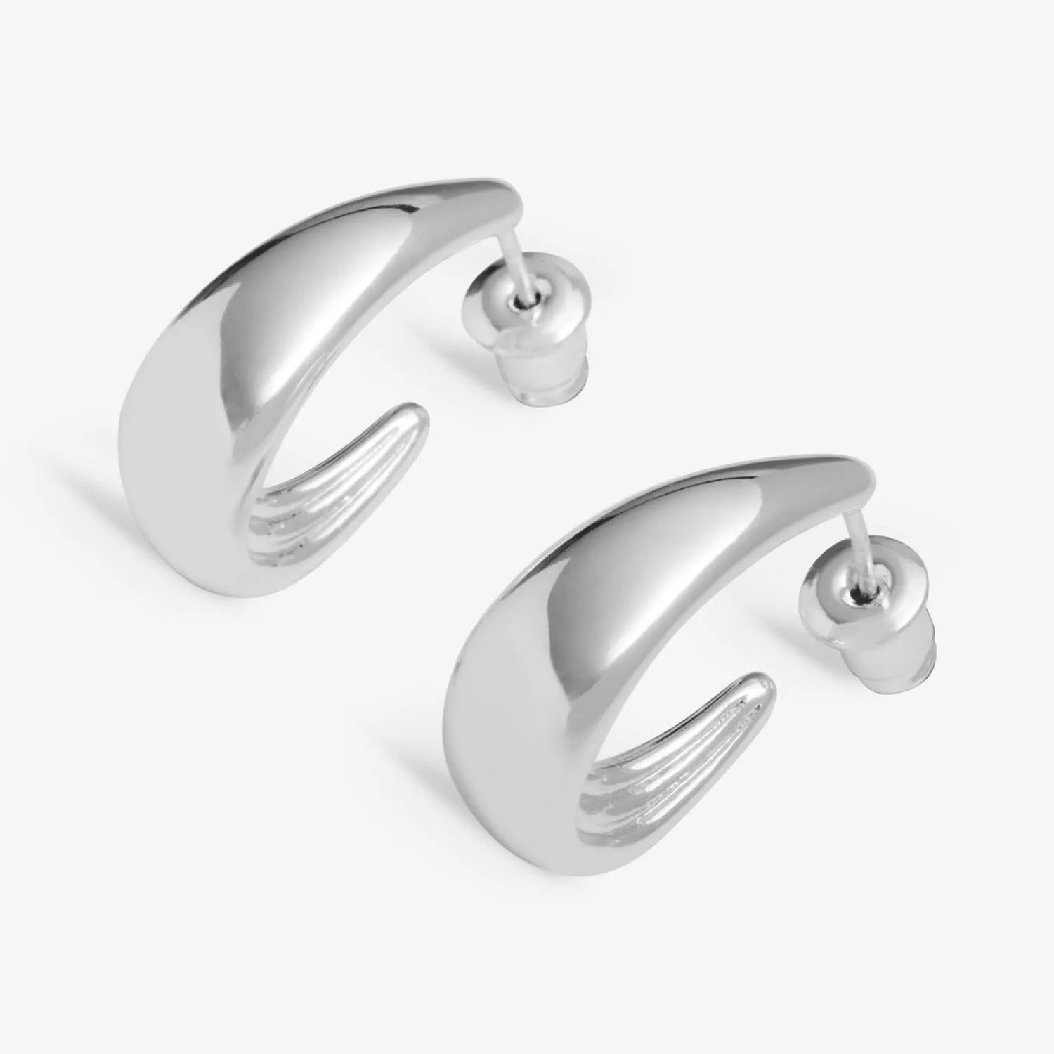 Soul Shine Tapered Hoops Silver Plated Hoop Earrings 8476 Joma Jewellery