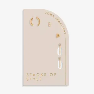 Stacks Of Style Cz Gold Set Of Earrings 6330 Joma Jewellery
