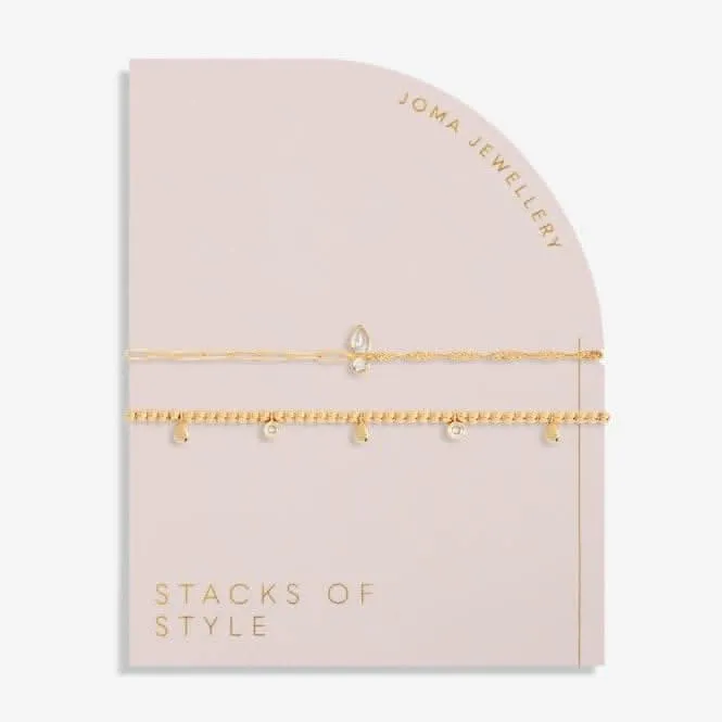 Stacks Of Style Gold Organic Shape Gold Set Of 2 Bracelet 6340 Joma Jewellery