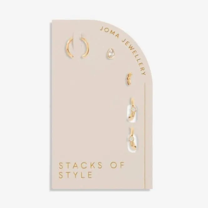 Stacks Of Style Gold Organic Shape Gold Set Of Earrings 6342 Joma Jewellery
