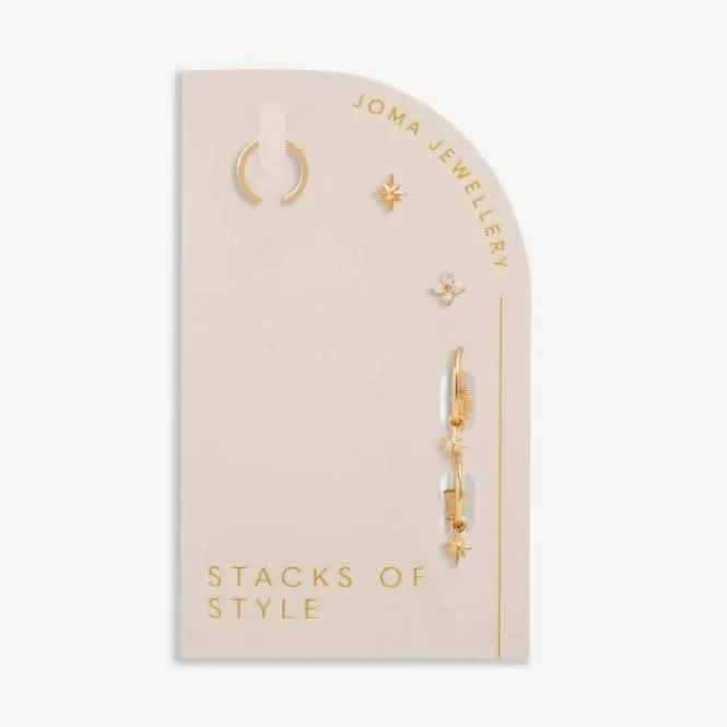 Stacks Of Style Gold Star Gold Set Of Earrings 6333 Joma Jewellery