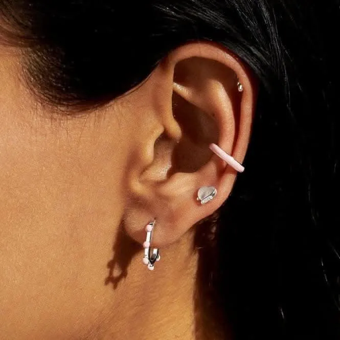 Stacks Of Style Pink Enamel Silver Plated Set Of Earrings 7098 Joma Jewellery