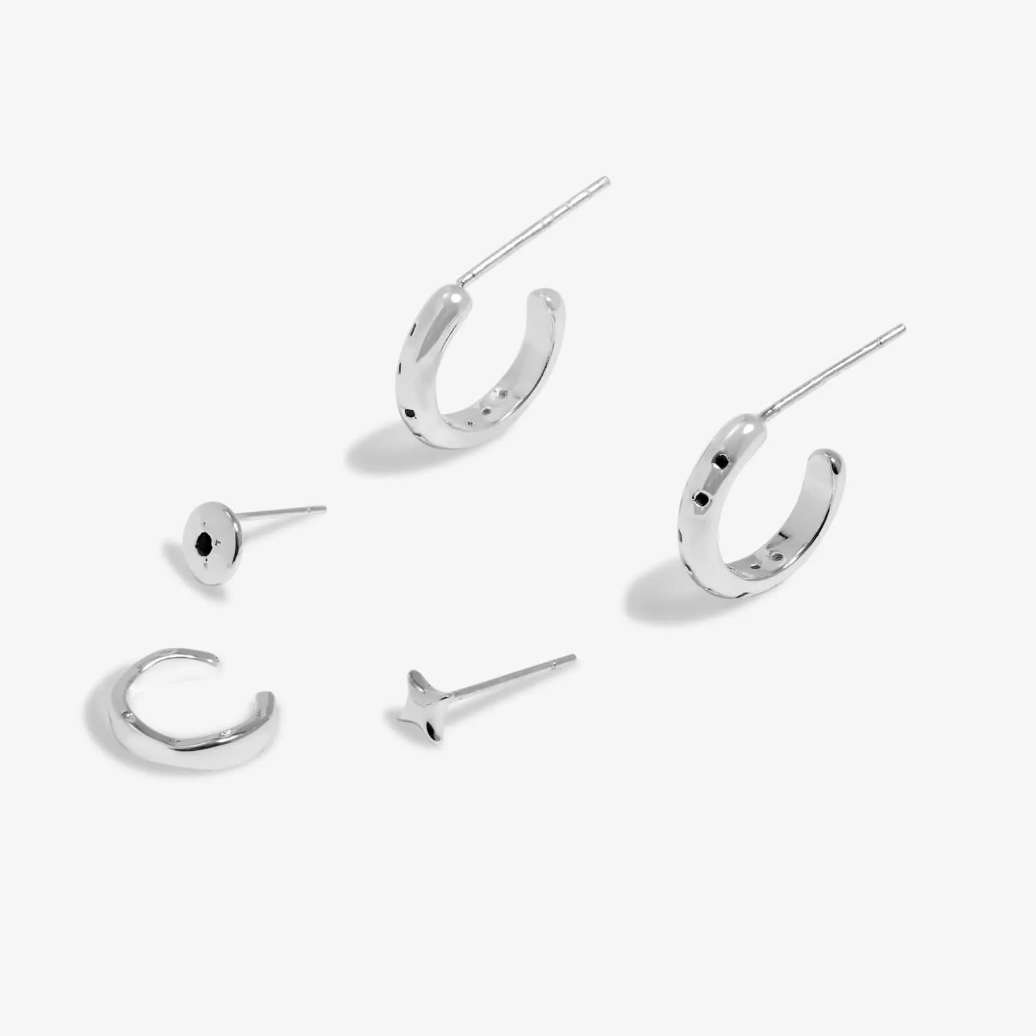 Stacks Of Style Set Of Silver Gem Silver Plated Earrings 7826 Joma Jewellery