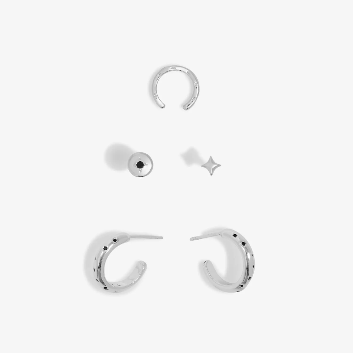 Stacks Of Style Set Of Silver Gem Silver Plated Earrings 7826 Joma Jewellery