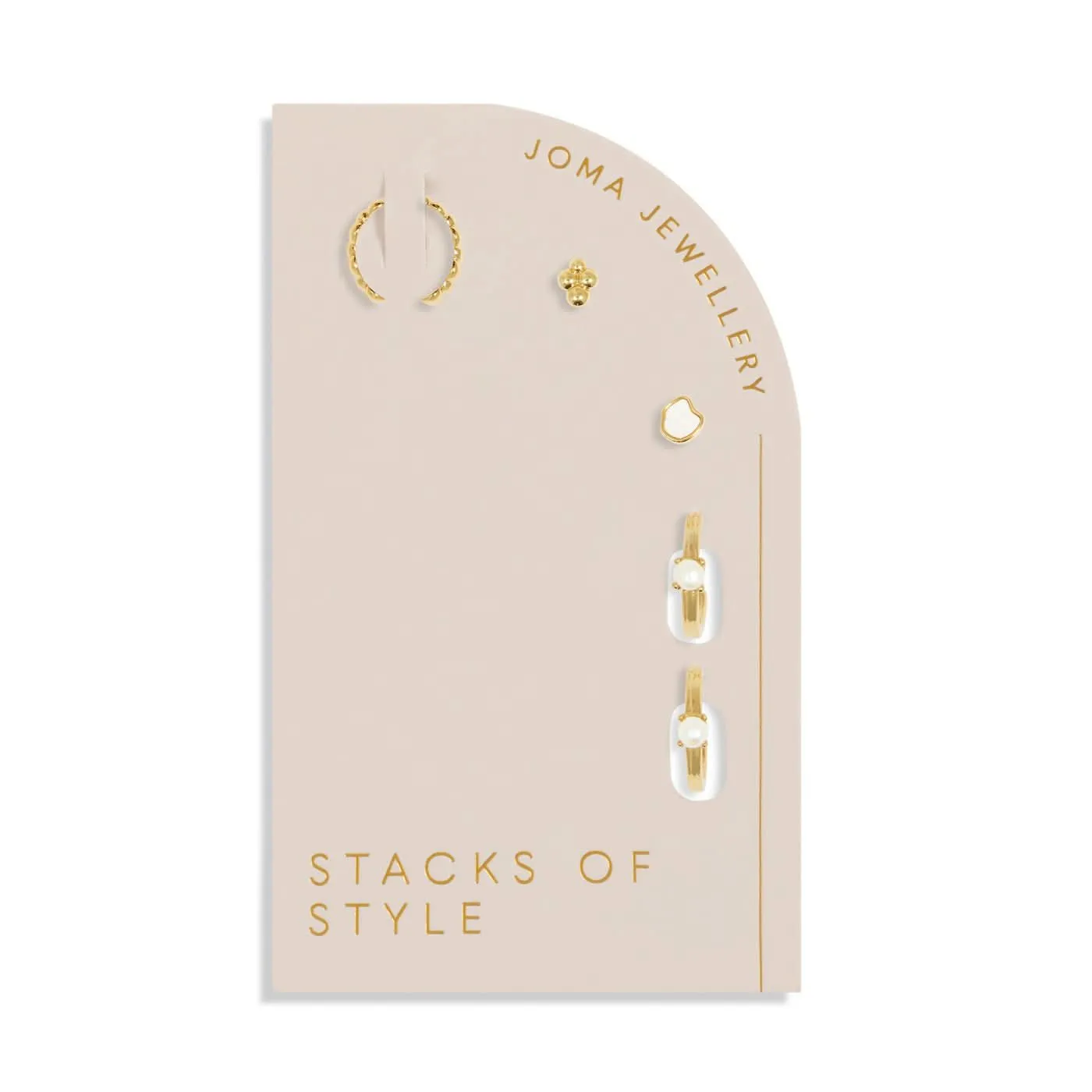 Stacks Of Style Set Of White Pearl Gold Plated Earrings 7822 Joma Jewellery
