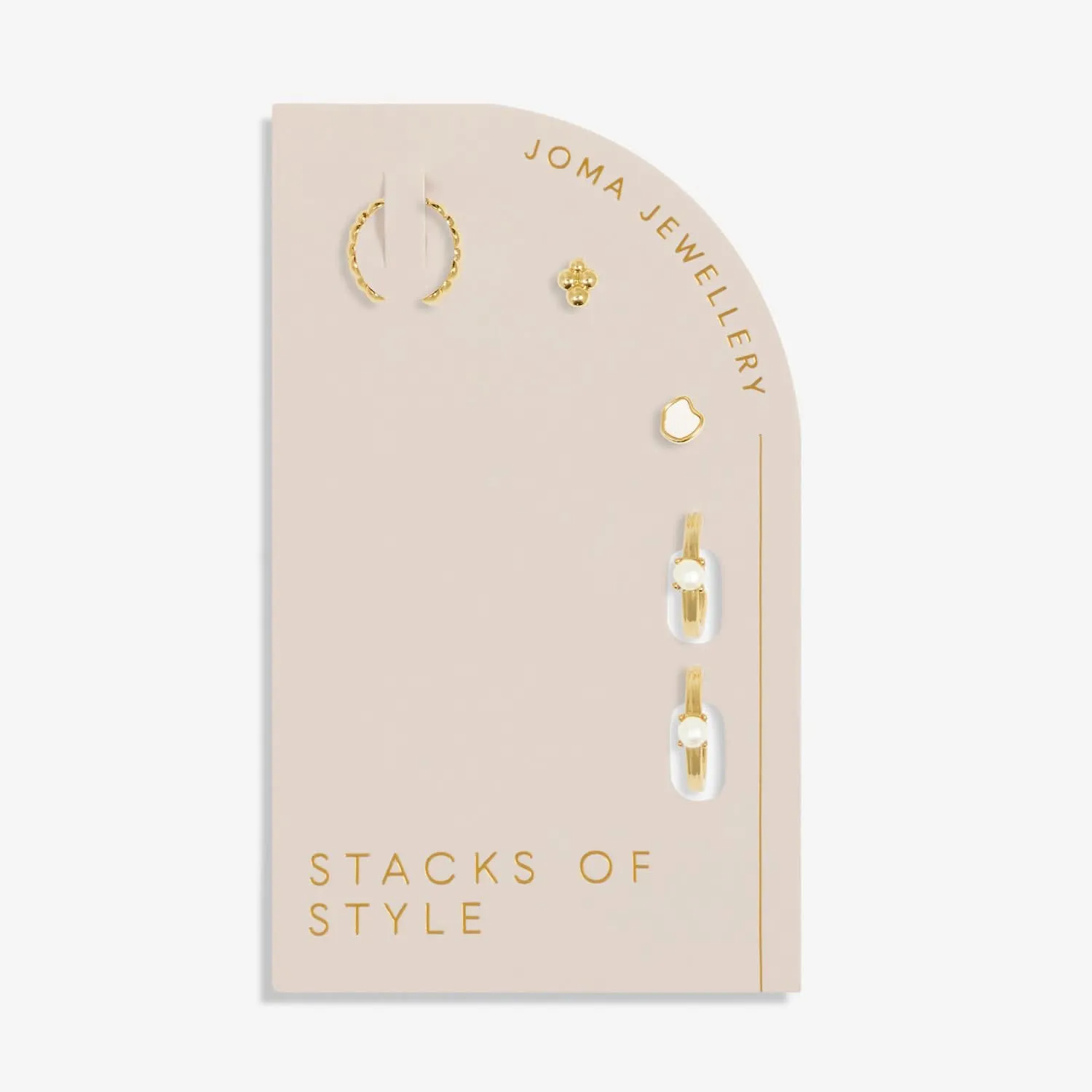 Stacks Of Style Set Of White Pearl Gold Plated Earrings 7822 Joma Jewellery