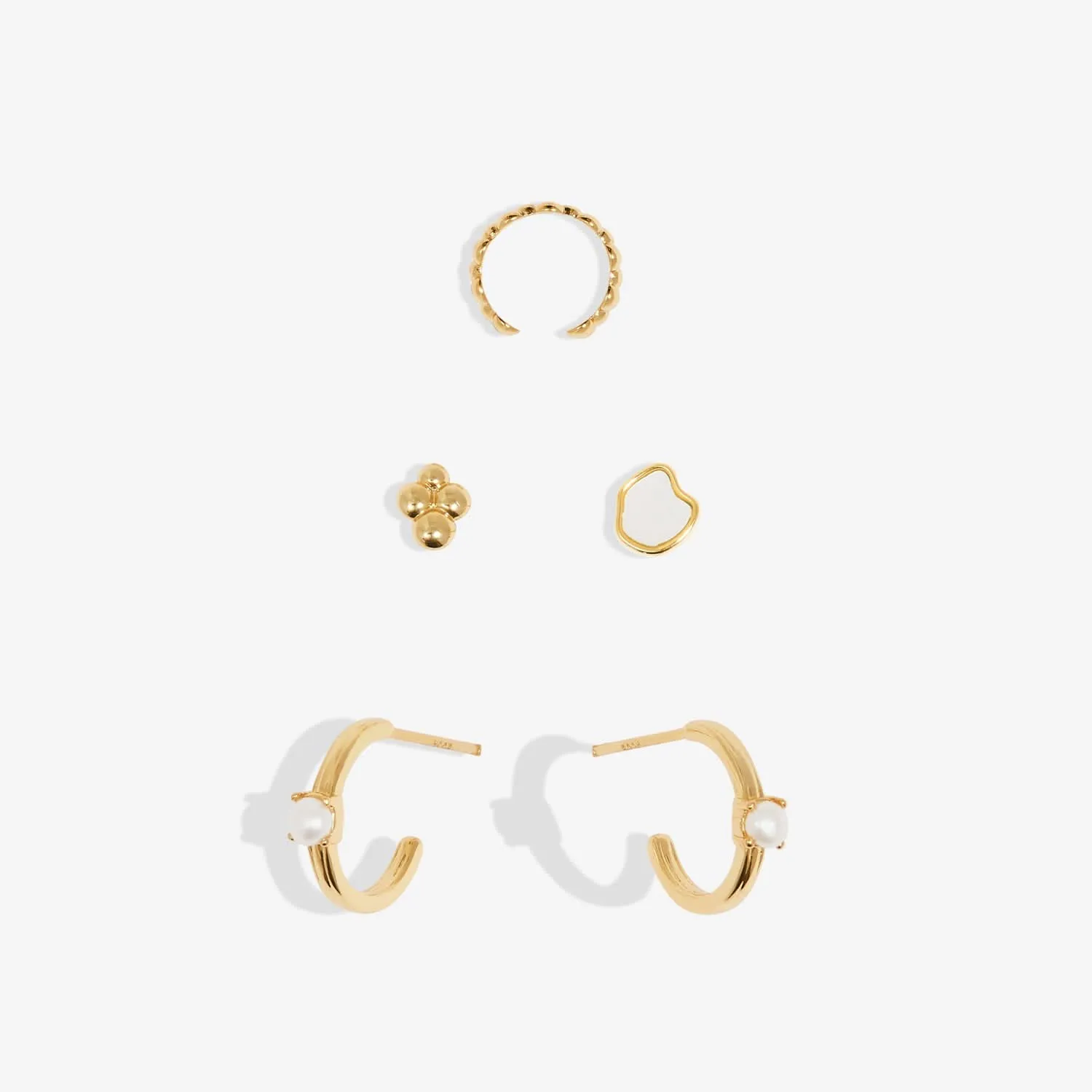 Stacks Of Style Set Of White Pearl Gold Plated Earrings 7822 Joma Jewellery