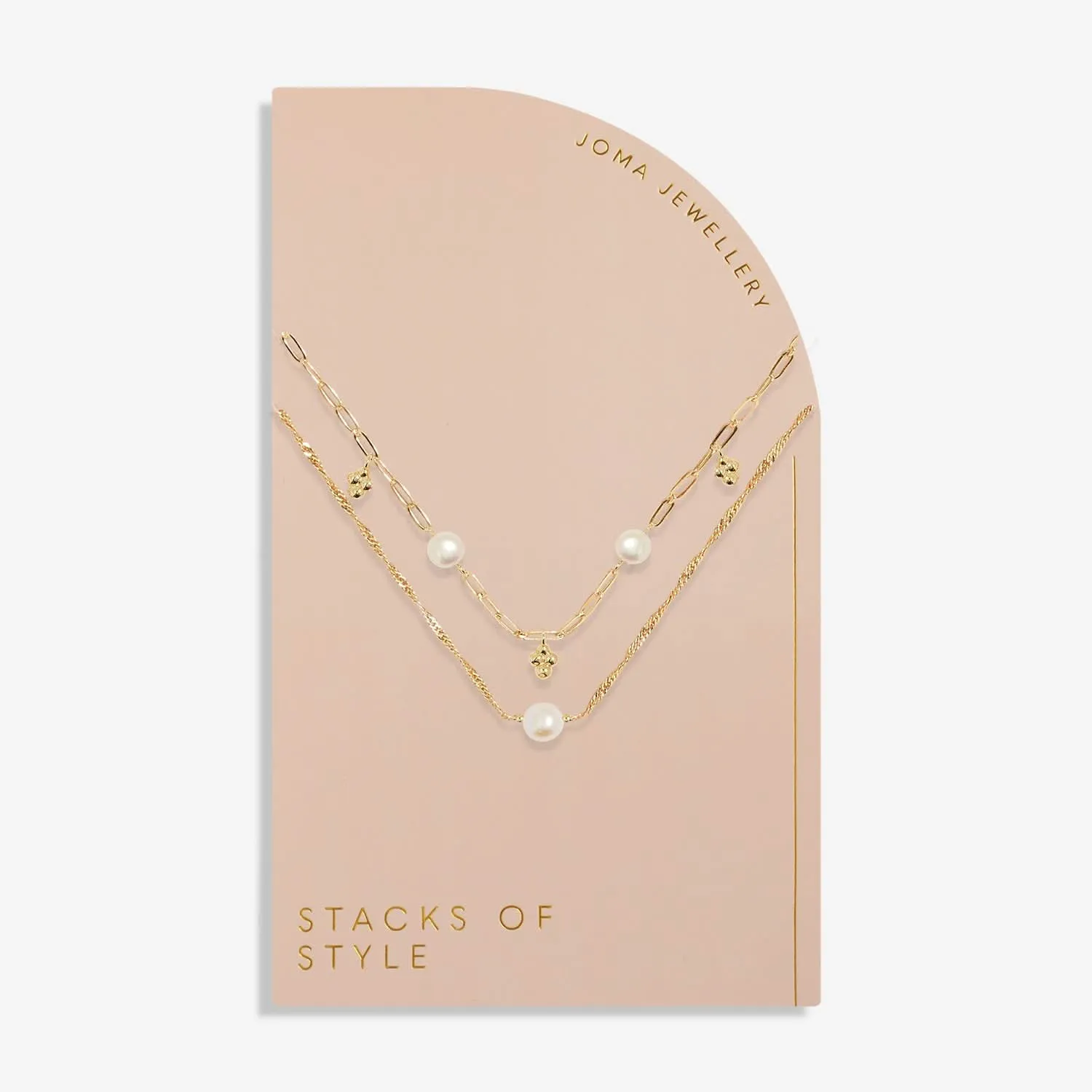 Stacks Of Style White Pearl Gold Plated Necklace 7820 Joma Jewellery