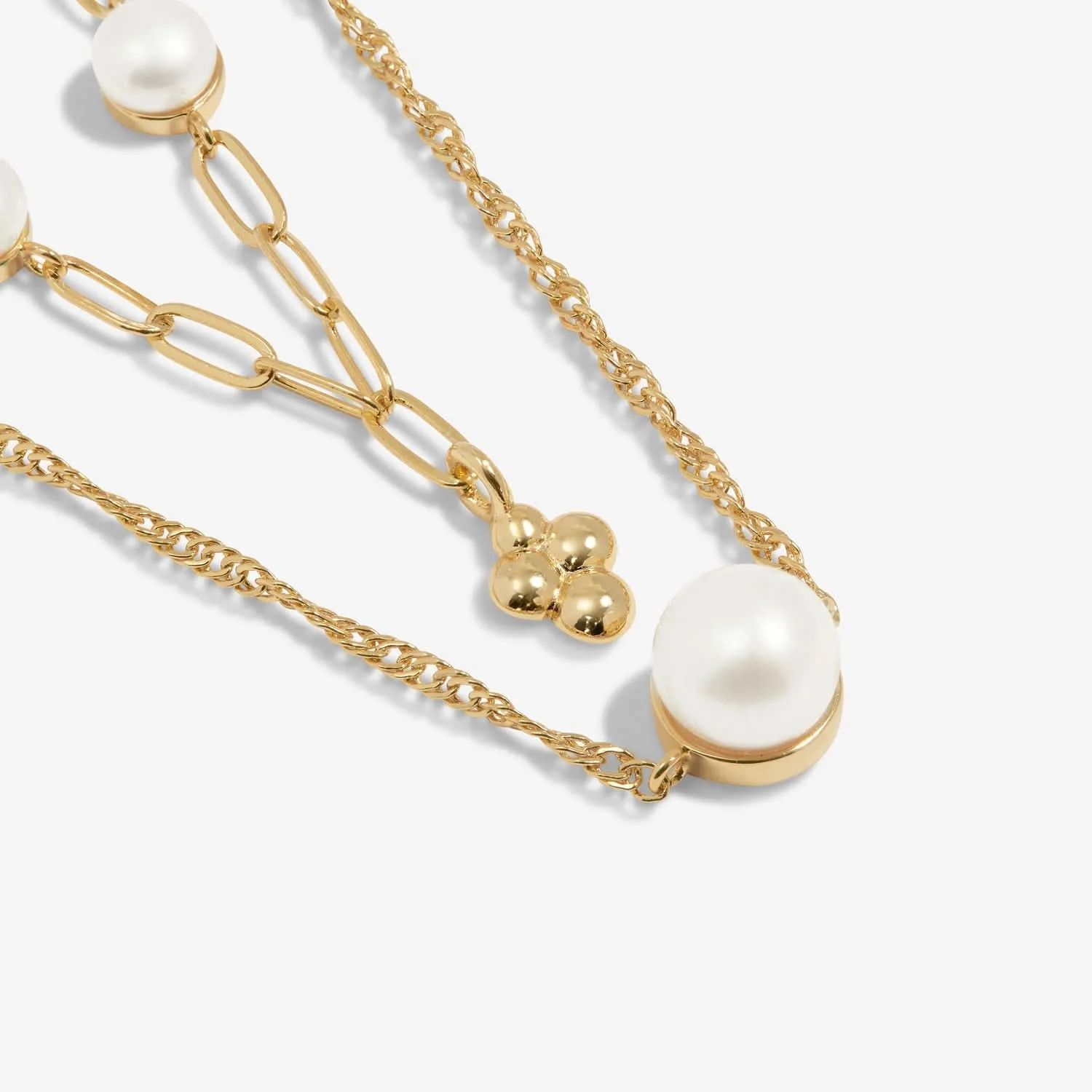 Stacks Of Style White Pearl Gold Plated Necklace 7820 Joma Jewellery