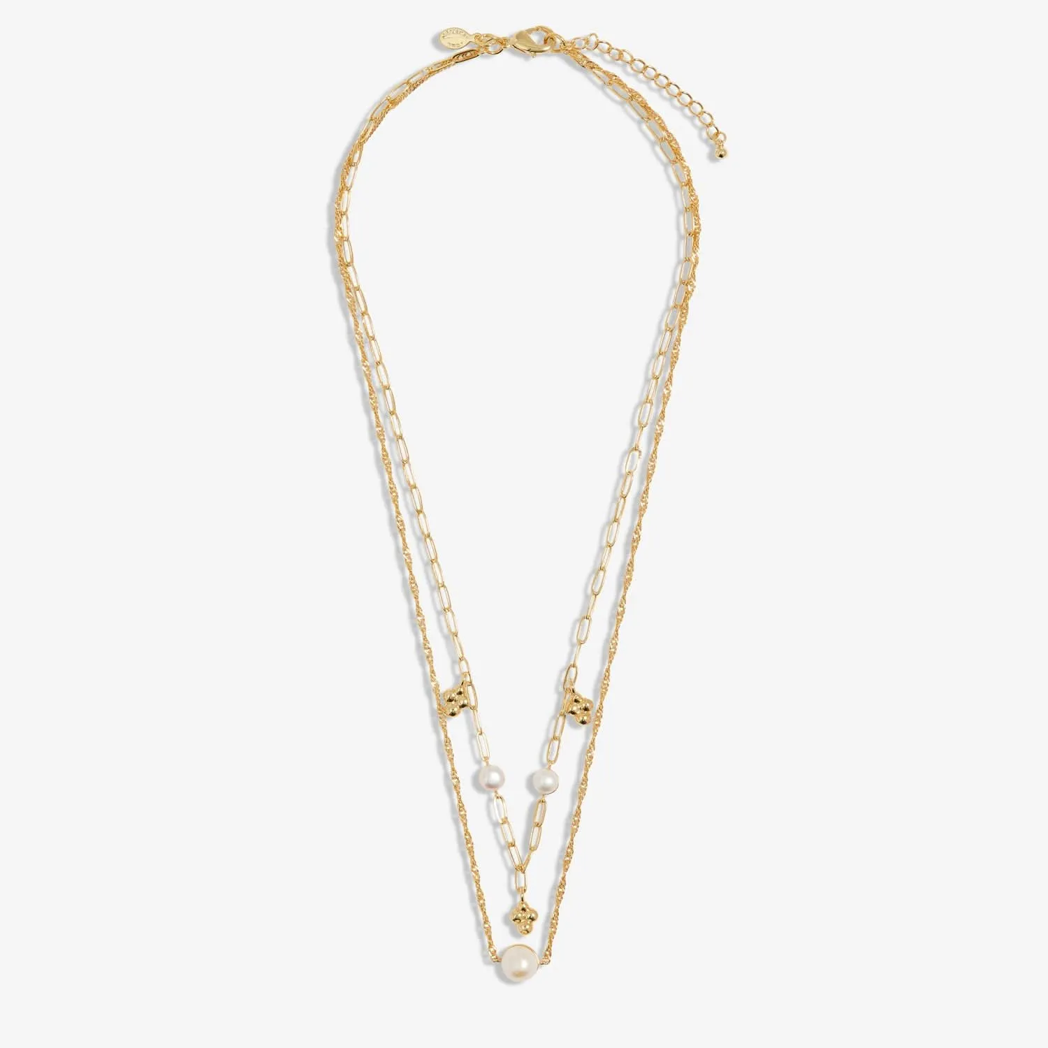 Stacks Of Style White Pearl Gold Plated Necklace 7820 Joma Jewellery