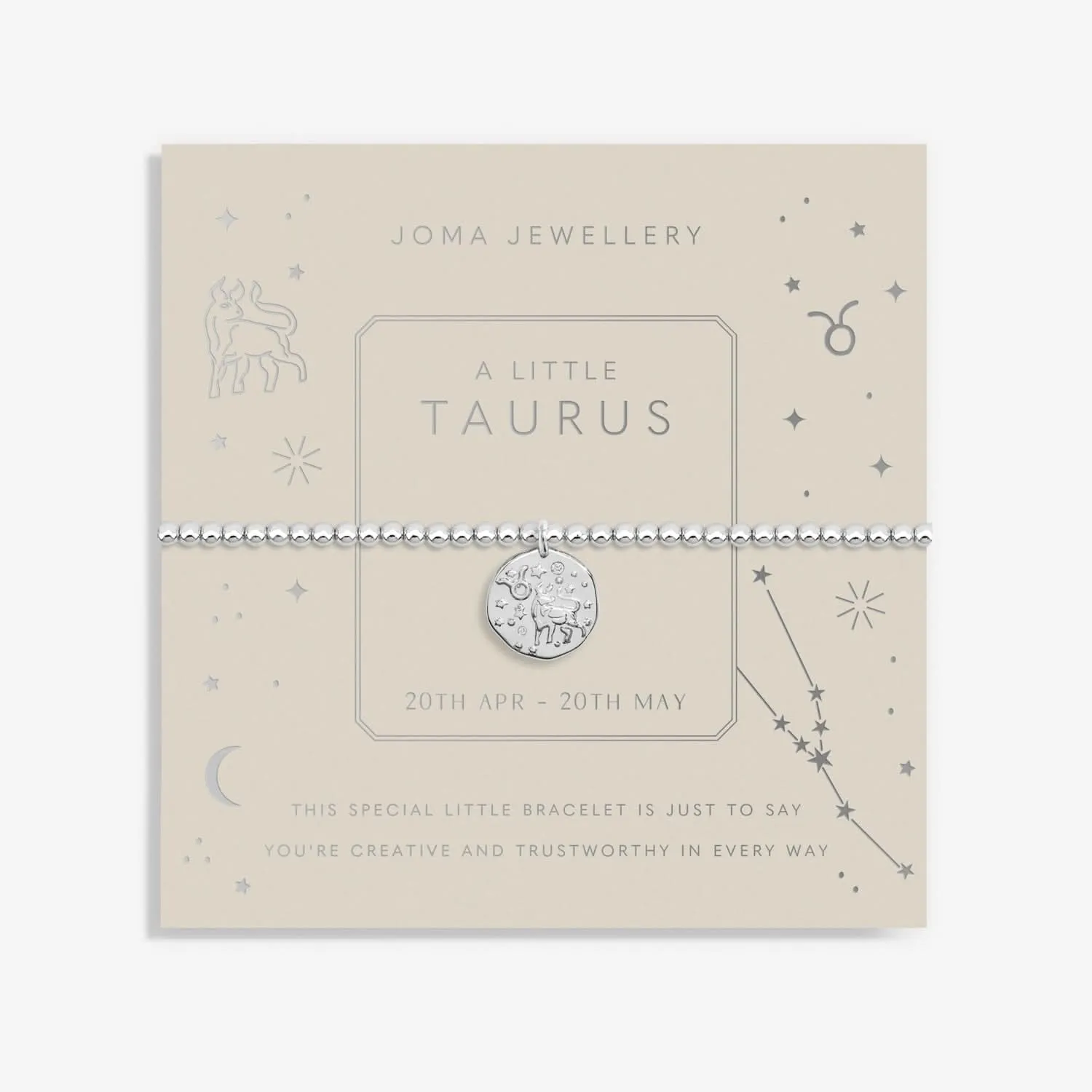 Star Sign A Little Taurus Silver Plated Bracelet 7445 Joma Jewellery