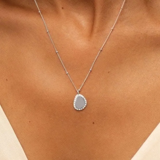 Sterling Silver Amazing Auntie Pebble Pave 46cm   5cm Necklace JJS0016 Joma Jewellery