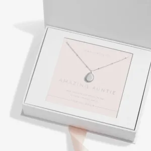 Sterling Silver Amazing Auntie Pebble Pave 46cm   5cm Necklace JJS0016 Joma Jewellery