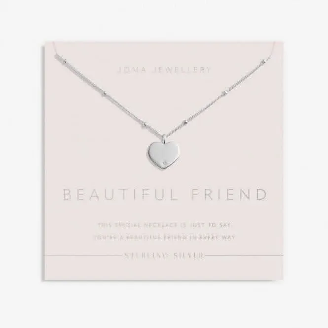 Sterling Silver Beautiful Friend Heart Zirconia 46cm   5cm Necklace JJS0018 Joma Jewellery