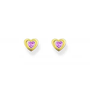 Sterling Silver Gold Plated Pink Heart Stud Earrings H2271-414-9 Thomas Sabo Earrings