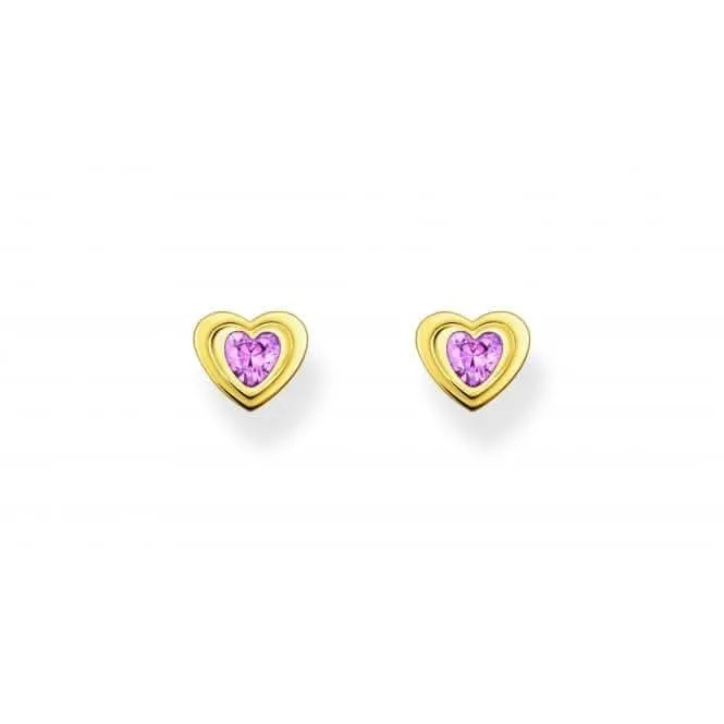 Sterling Silver Gold Plated Pink Heart Stud Earrings H2271-414-9 Thomas Sabo Earrings