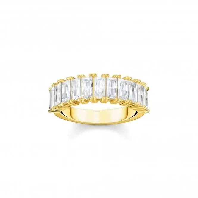 Sterling Silver Gold Plated White Pavé Stones Ring TR2366-414-14 Thomas Sabo Rings
