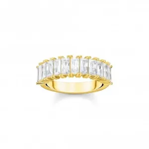 Sterling Silver Gold Plated White Pavé Stones Ring TR2366-414-14 Thomas Sabo Rings