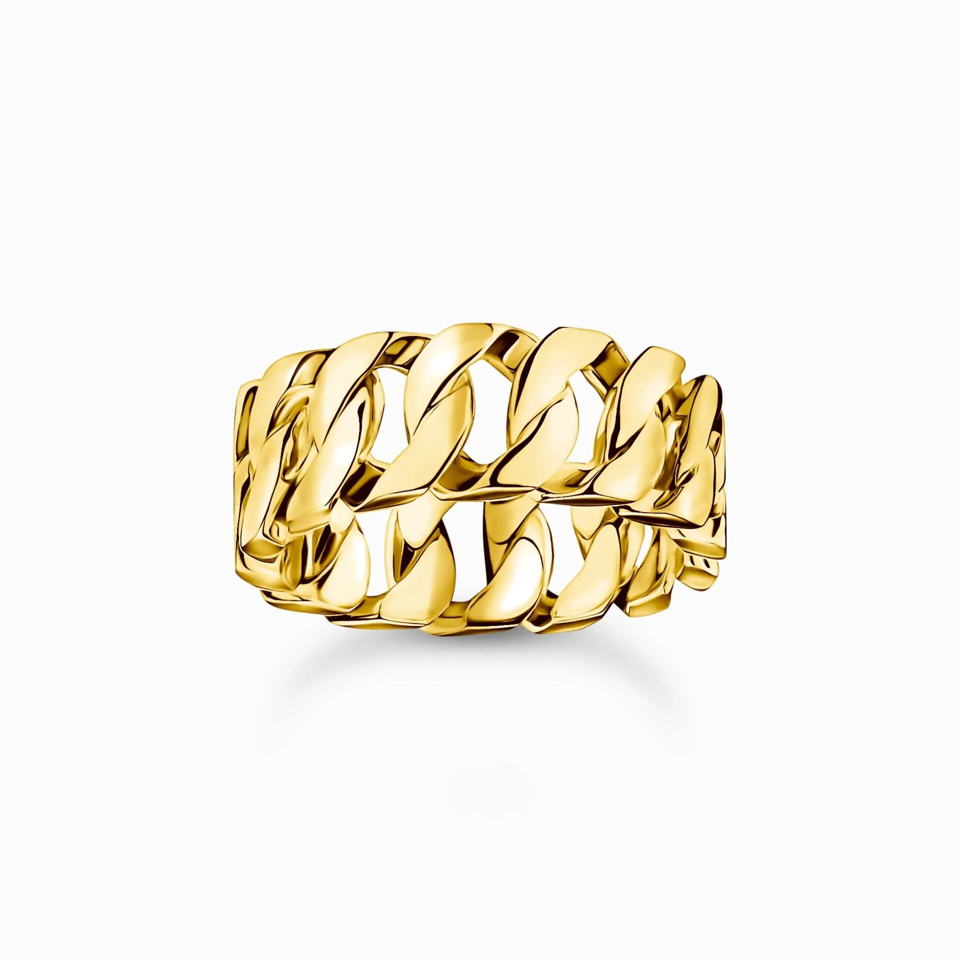 Sterling Silver Gold Plated Wide Chain Link Ring TR2497-413-39 Thomas Sabo Rings