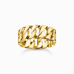 Sterling Silver Gold Plated Wide Chain Link Ring TR2497-413-39 Thomas Sabo Rings