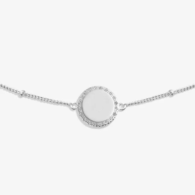Sterling Silver Happy 40th Birthday Disc Pave 16cm   3cm Bracelet JJS0012 Joma Jewellery